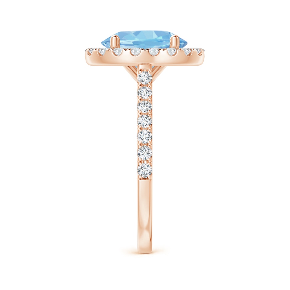 10x8mm AAAA Prong-Set Oval Aquamarine Halo Ring with Diamond Accents in Rose Gold side 299