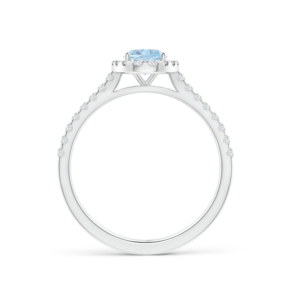 7x5mm A Prong-Set Oval Aquamarine Halo Ring with Diamond Accents in White Gold side 199