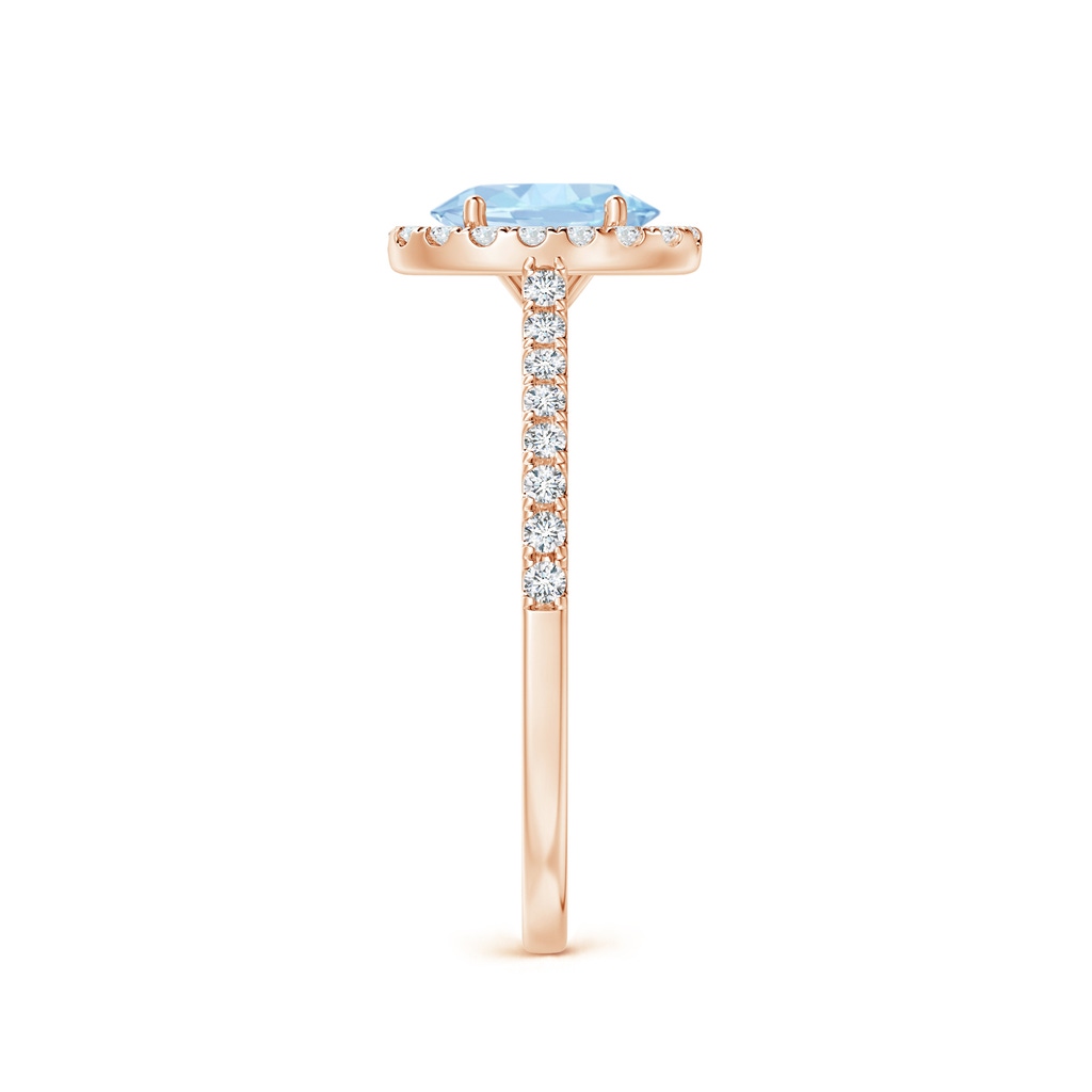 7x5mm AA Oval Aquamarine Halo Ring with Diamond Accents in Rose Gold Side-2