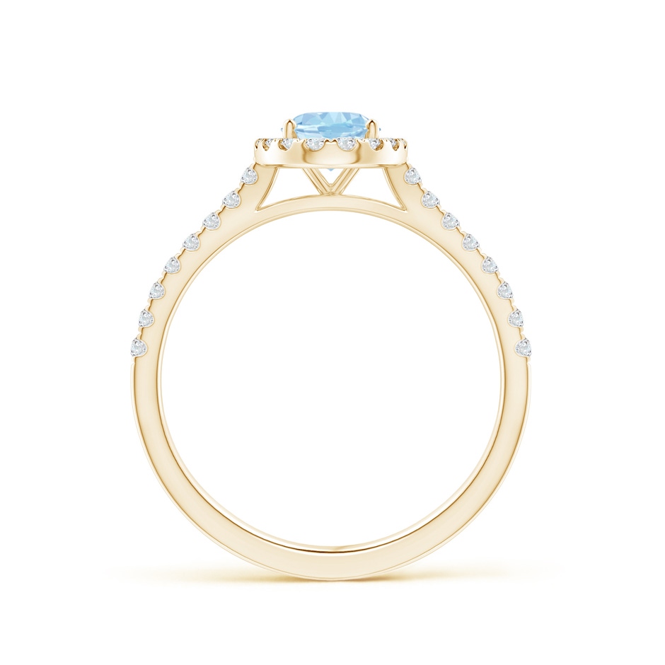 7x5mm AAA Prong-Set Oval Aquamarine Halo Ring with Diamond Accents in Yellow Gold side 199