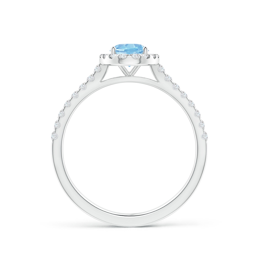 7x5mm AAAA Oval Aquamarine Halo Ring with Diamond Accents in P950 Platinum Side-1