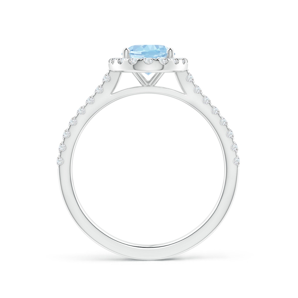 8x6mm AAA Oval Aquamarine Halo Ring with Diamond Accents in White Gold Side-1