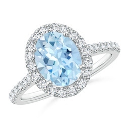 Vintage Style Aquamarine Flower Ring with Diamond Accents | Angara