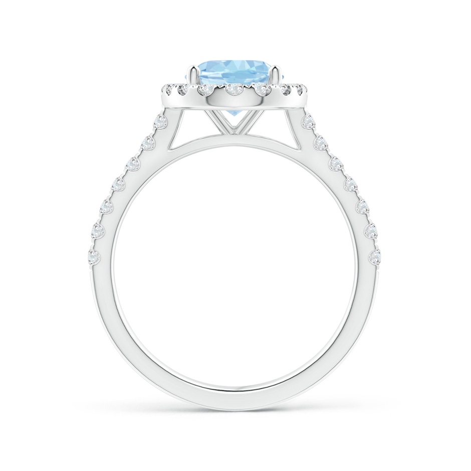 9x7mm AAA Oval Aquamarine Halo Ring with Diamond Accents in White Gold side-1