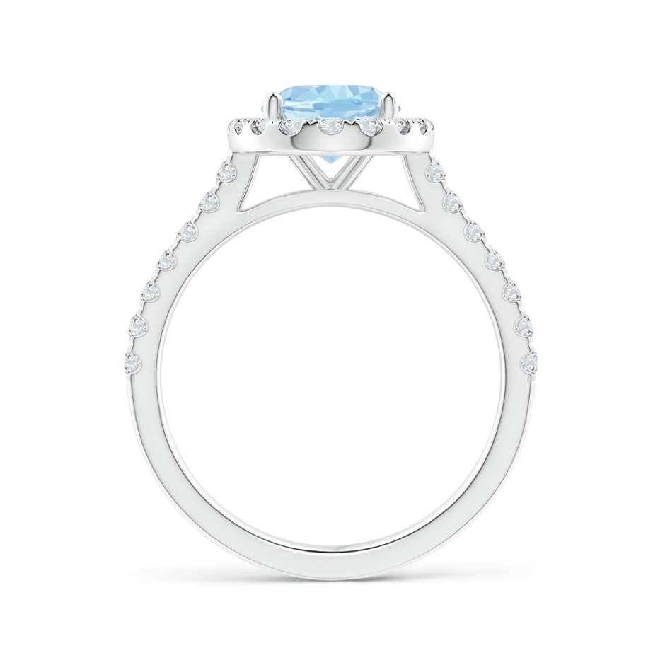 9x7mm AAA Prong-Set Oval Aquamarine Halo Ring with Diamond Accents in White Gold side 199