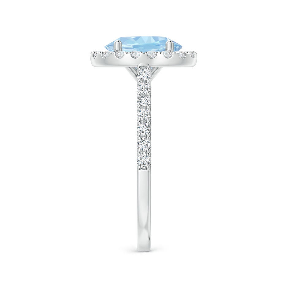 9x7mm AAA Prong-Set Oval Aquamarine Halo Ring with Diamond Accents in White Gold side 299
