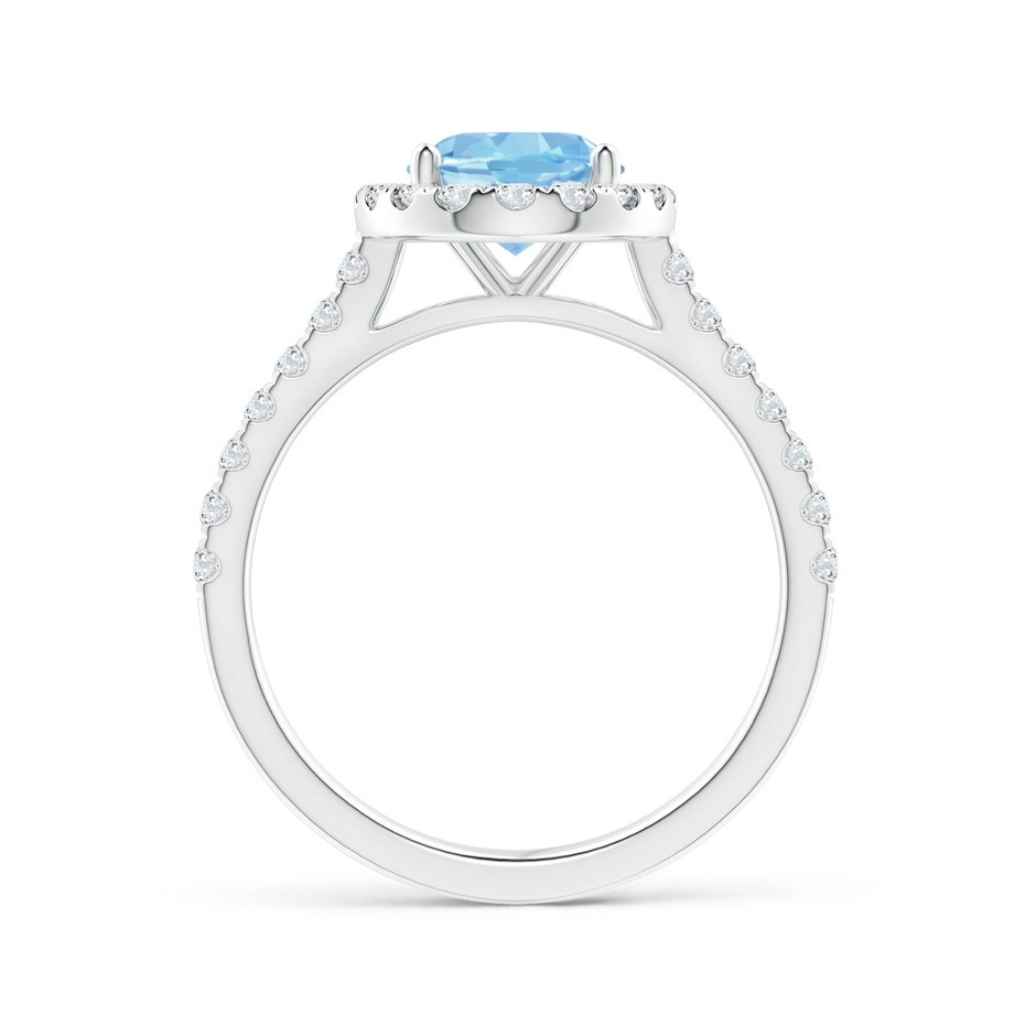 9x7mm AAAA Prong-Set Oval Aquamarine Halo Ring with Diamond Accents in P950 Platinum side 199