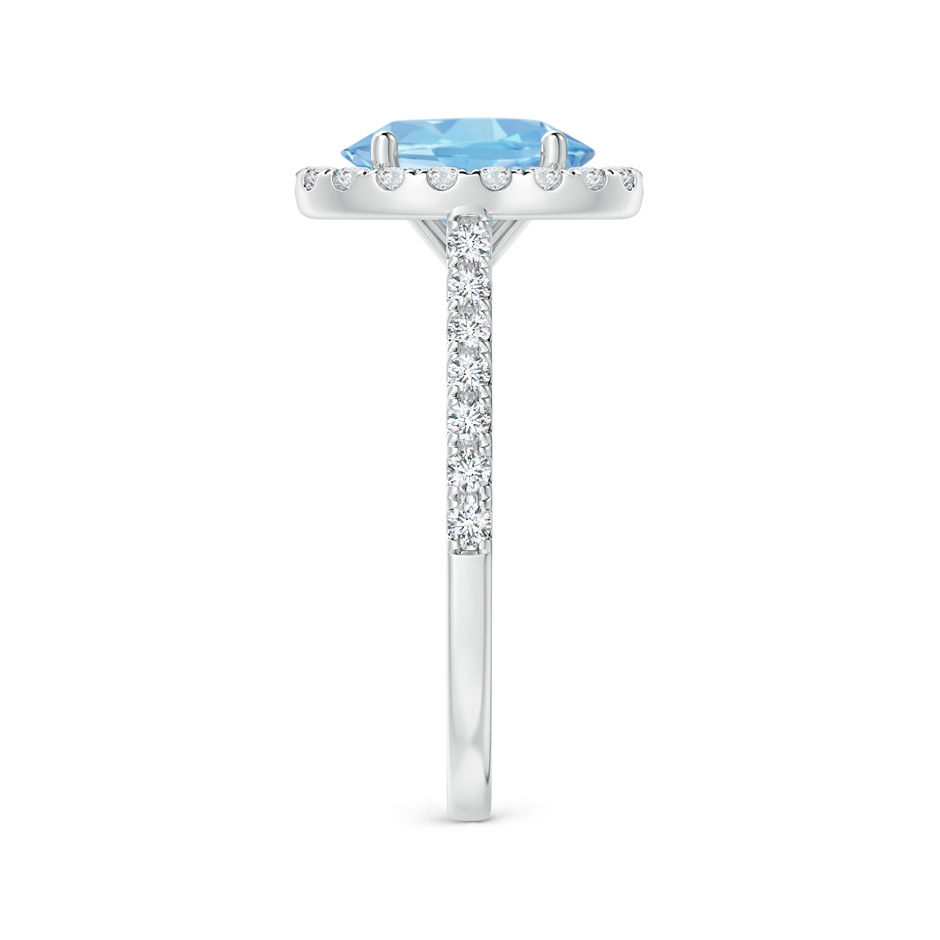 9x7mm AAAA Prong-Set Oval Aquamarine Halo Ring with Diamond Accents in P950 Platinum side 299