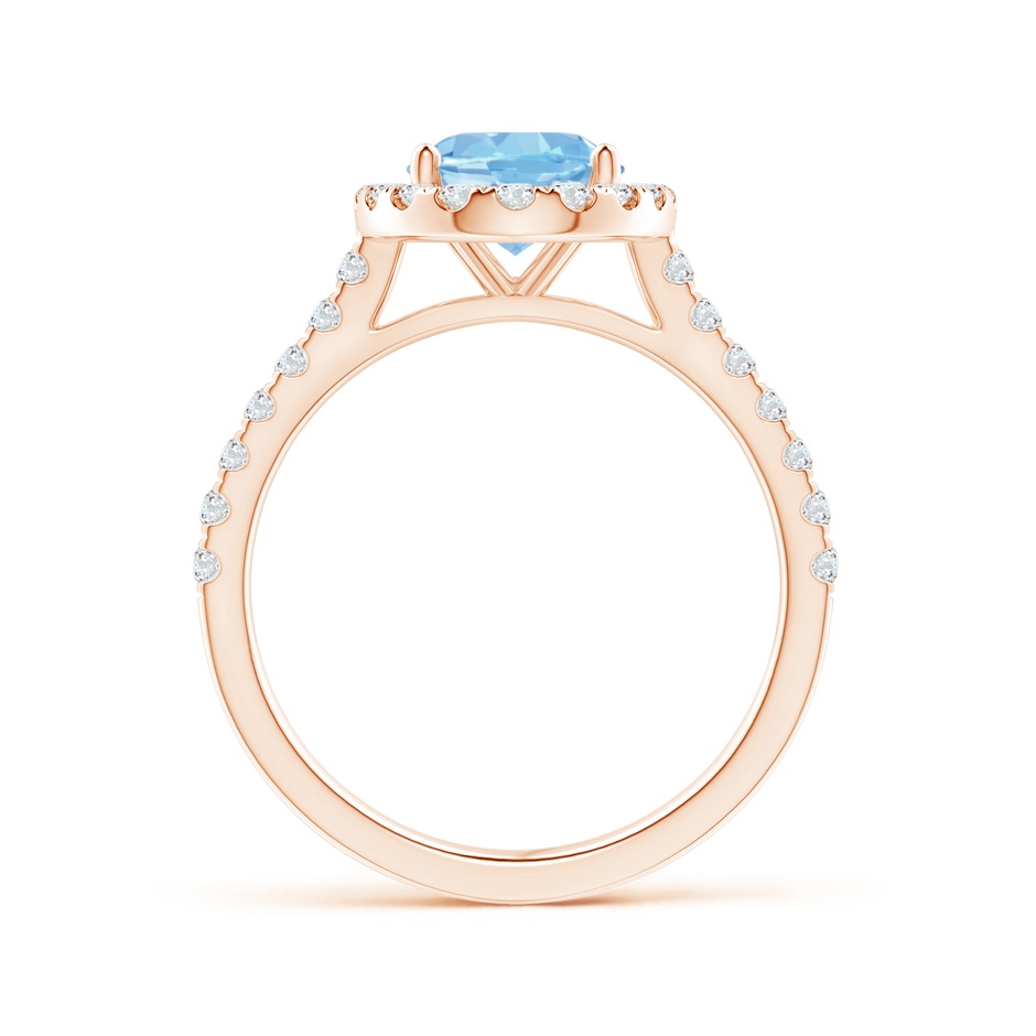 9x7mm AAAA Prong-Set Oval Aquamarine Halo Ring with Diamond Accents in Rose Gold side 199