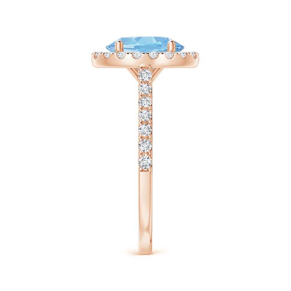9x7mm AAAA Prong-Set Oval Aquamarine Halo Ring with Diamond Accents in Rose Gold side 299
