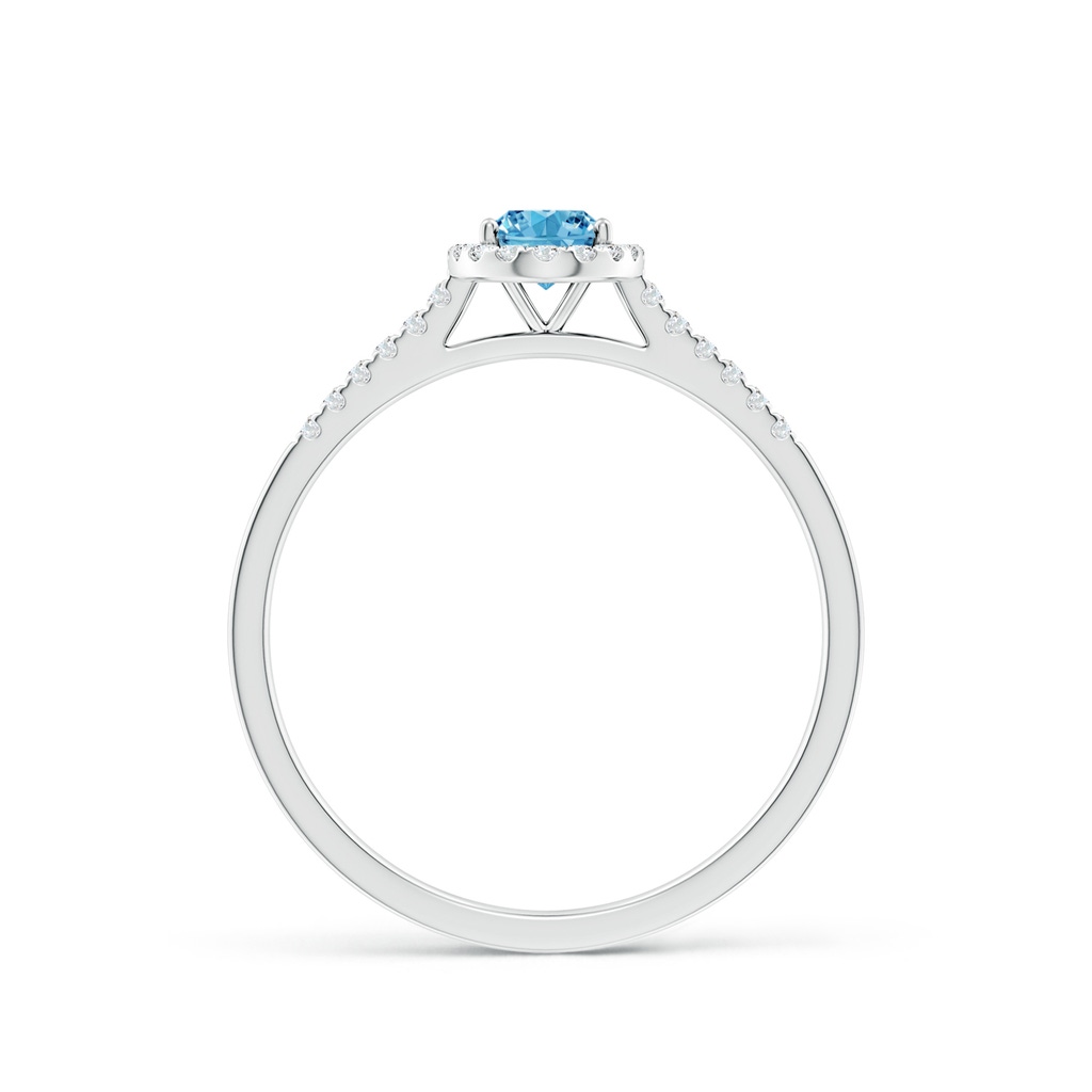6x4mm AAAA Oval Fancy Intense Blue Diamond Halo Ring in P950 Platinum - side 199