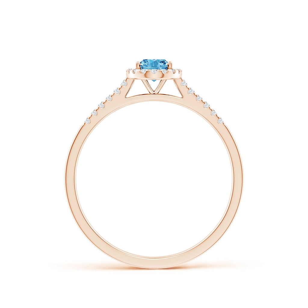 6x4mm AAAA Oval Fancy Intense Blue Diamond Halo Ring in Rose Gold - side 199