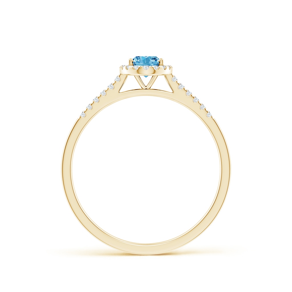 6x4mm AAAA Oval Fancy Intense Blue Diamond Halo Ring in Yellow Gold - side 199