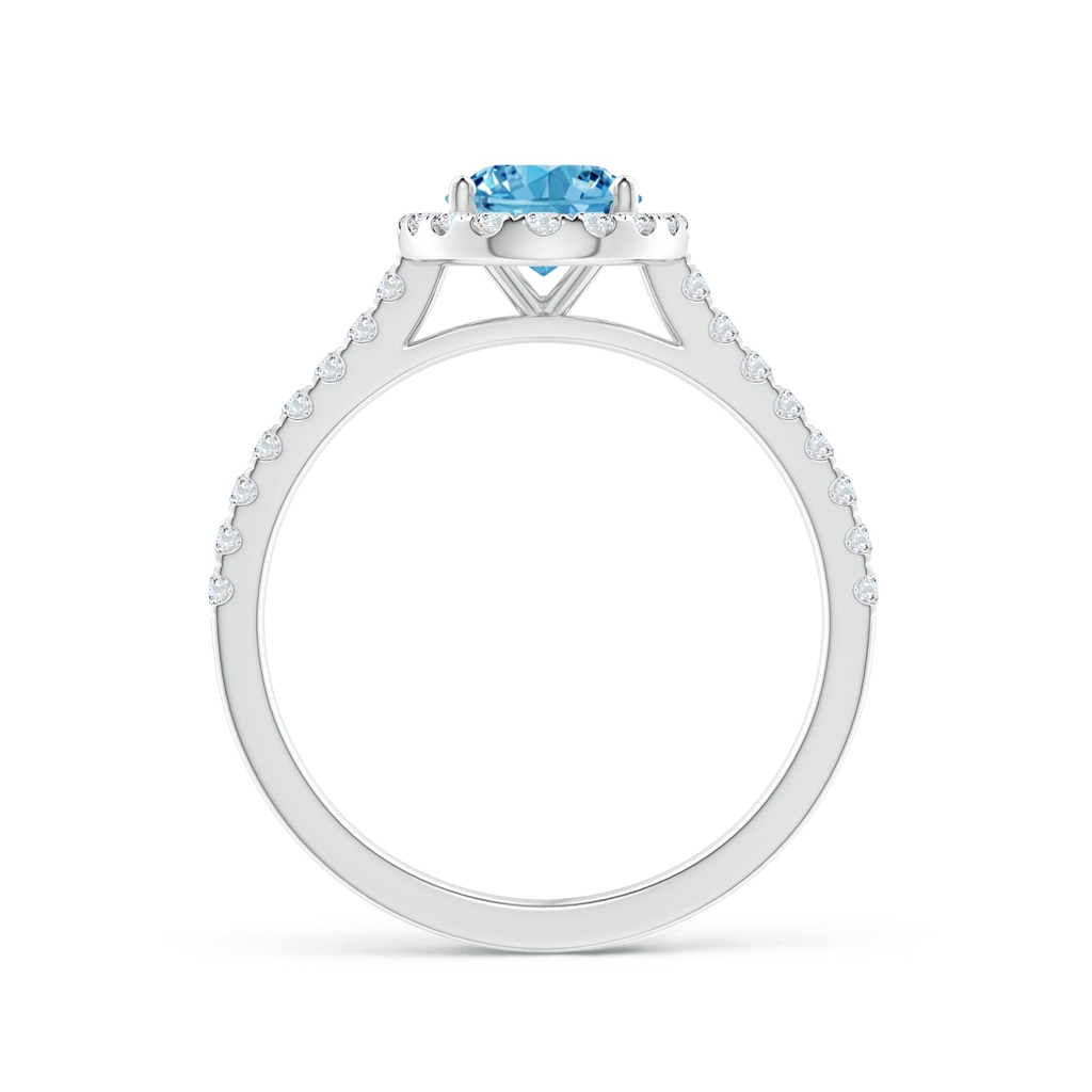 8x6mm AAAA Oval Fancy Intense Blue Diamond Halo Ring in White Gold - side 199