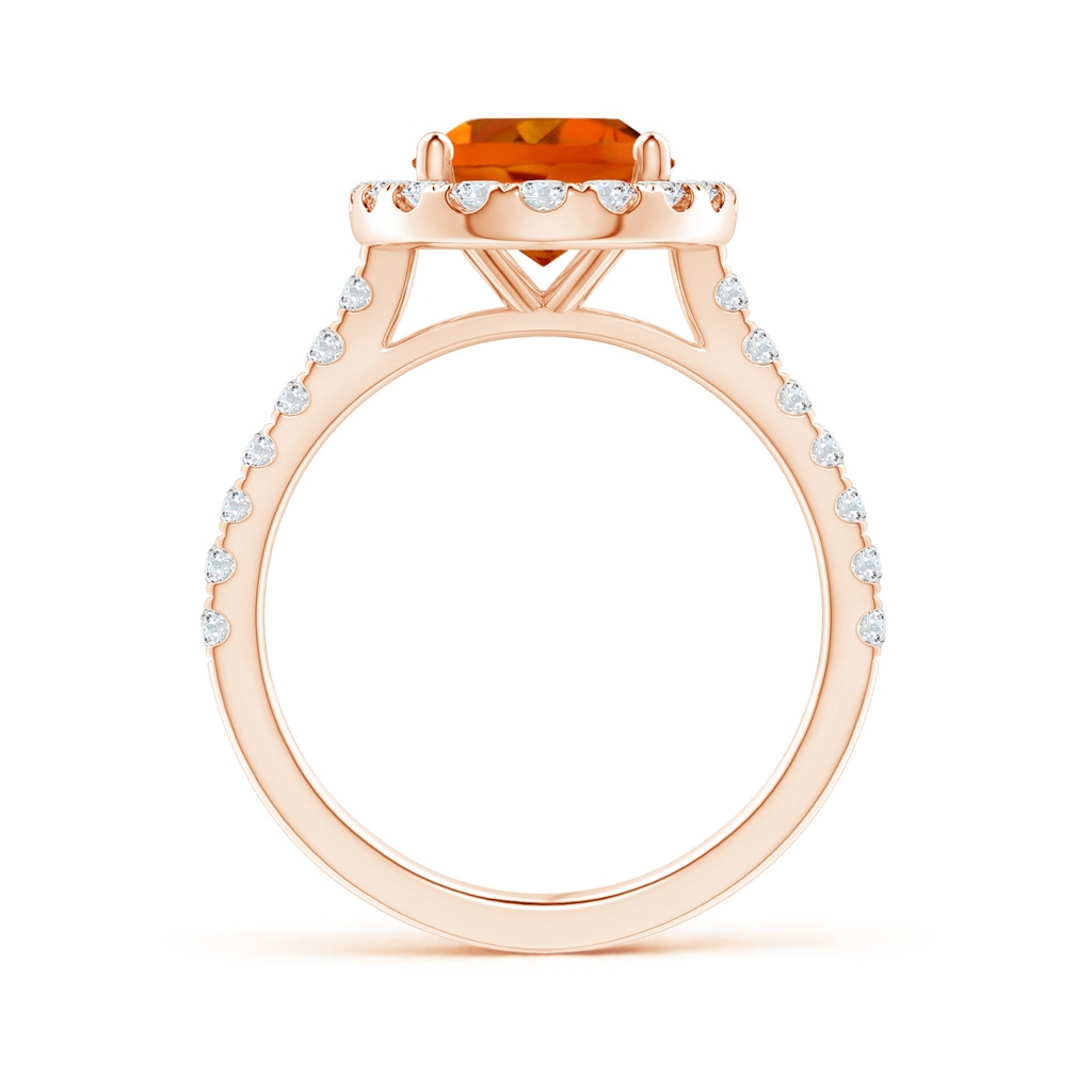 10x8mm AAAA Prong-Set Oval Citrine Halo Ring with Diamond Accents in Rose Gold - side 199