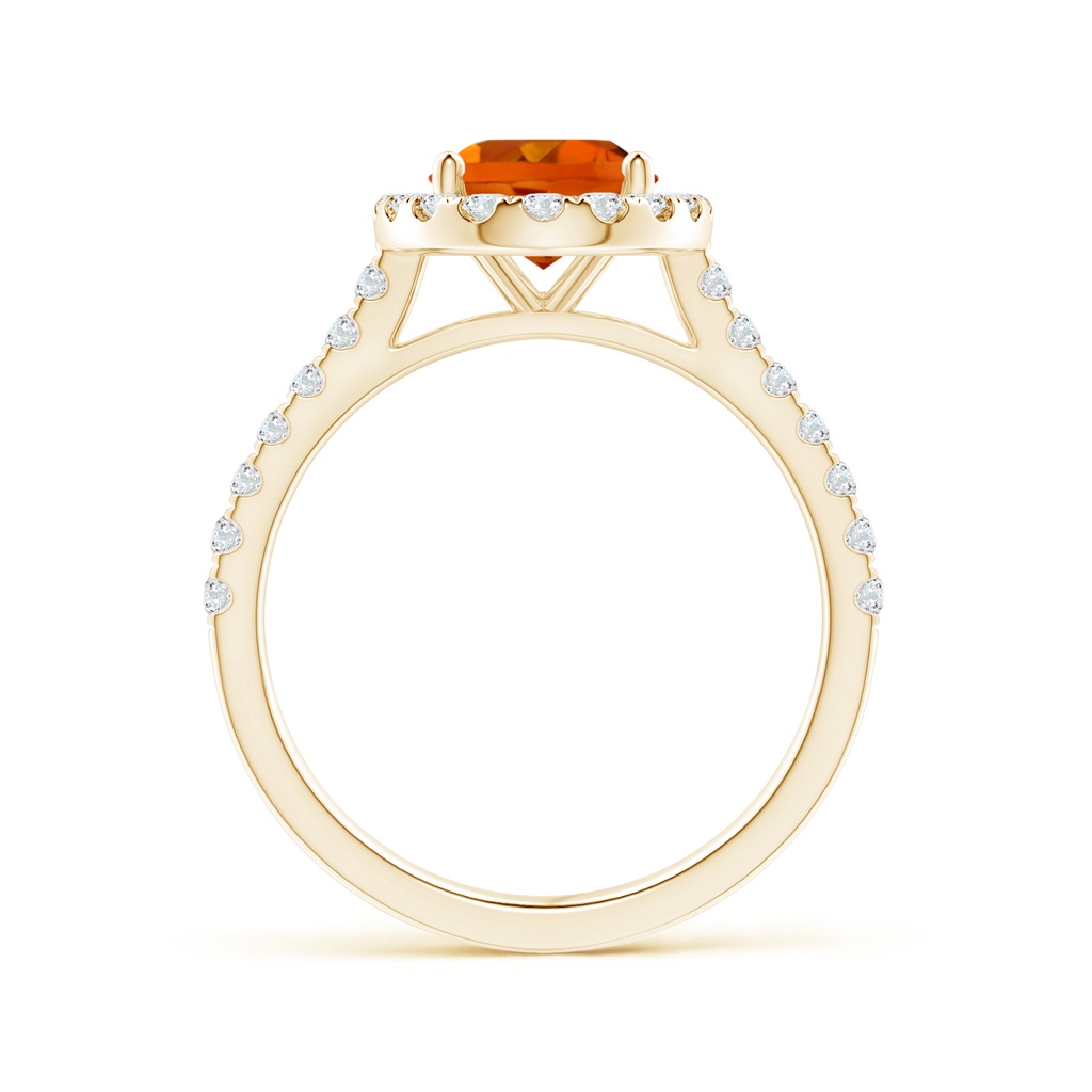 9x7mm AAAA Prong-Set Oval Citrine Halo Ring with Diamond Accents in Yellow Gold - side 199