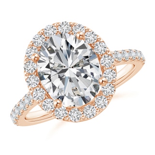 10x8mm HSI2 Oval Diamond Halo Ring with Accents in 10K Rose Gold