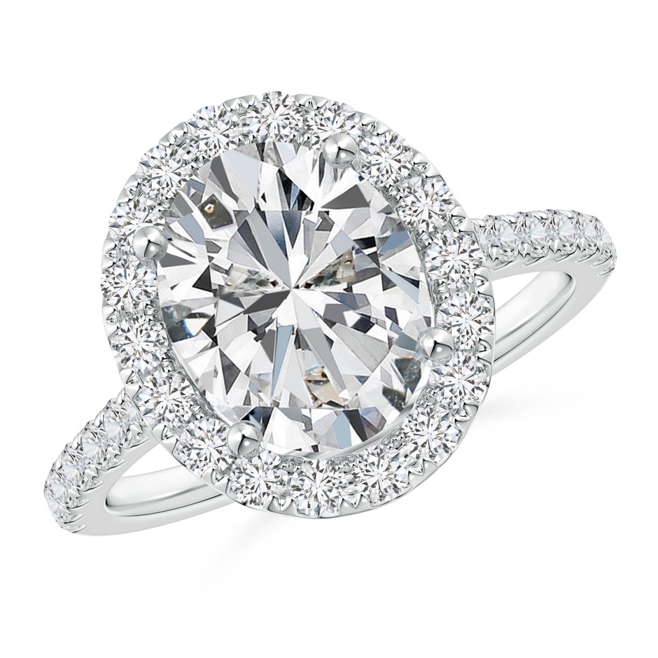 10x8mm HSI2 Oval Diamond Halo Ring with Accents in P950 Platinum 