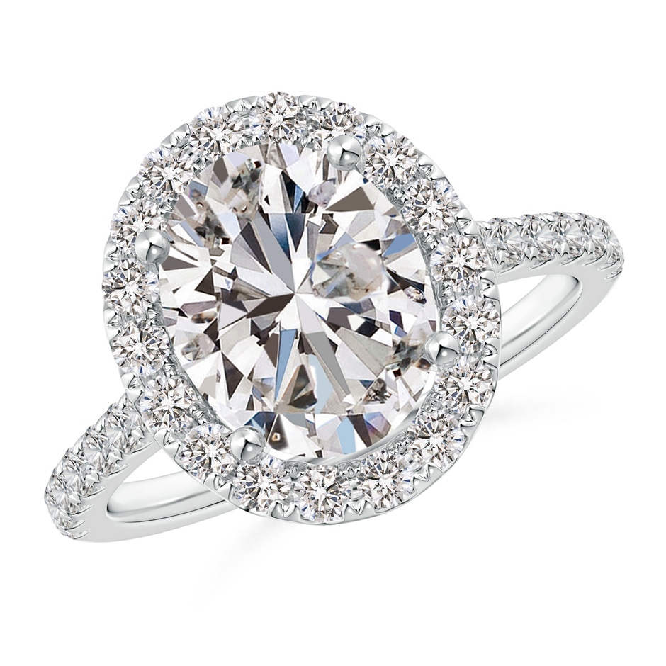 10x8mm II1 Oval Diamond Halo Ring with Accents in P950 Platinum 