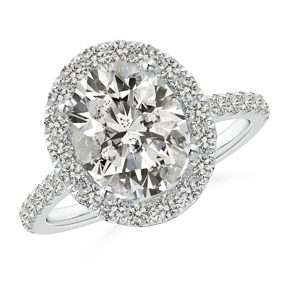 10x8mm JI2 Oval Diamond Halo Ring with Accents in P950 Platinum 