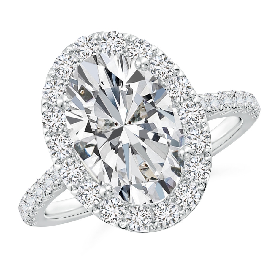 12x8mm HSI2 Oval Diamond Halo Ring with Accents in P950 Platinum 