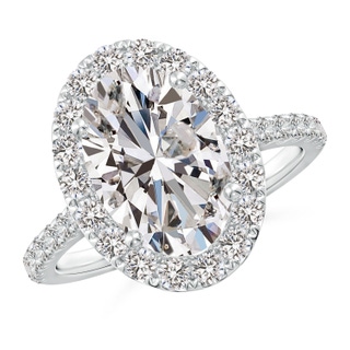 12x8mm II1 Oval Diamond Halo Ring with Accents in P950 Platinum