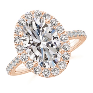 12x8mm II1 Oval Diamond Halo Ring with Accents in Rose Gold