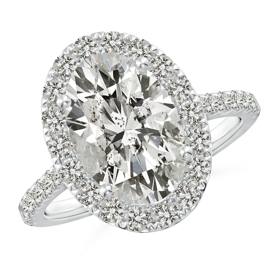12x8mm JI2 Oval Diamond Halo Ring with Accents in P950 Platinum 