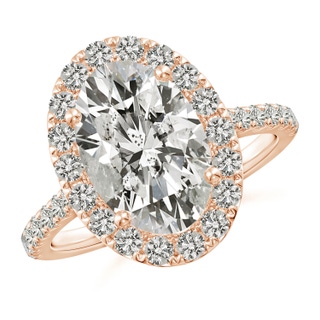 12x8mm JI2 Oval Diamond Halo Ring with Accents in Rose Gold