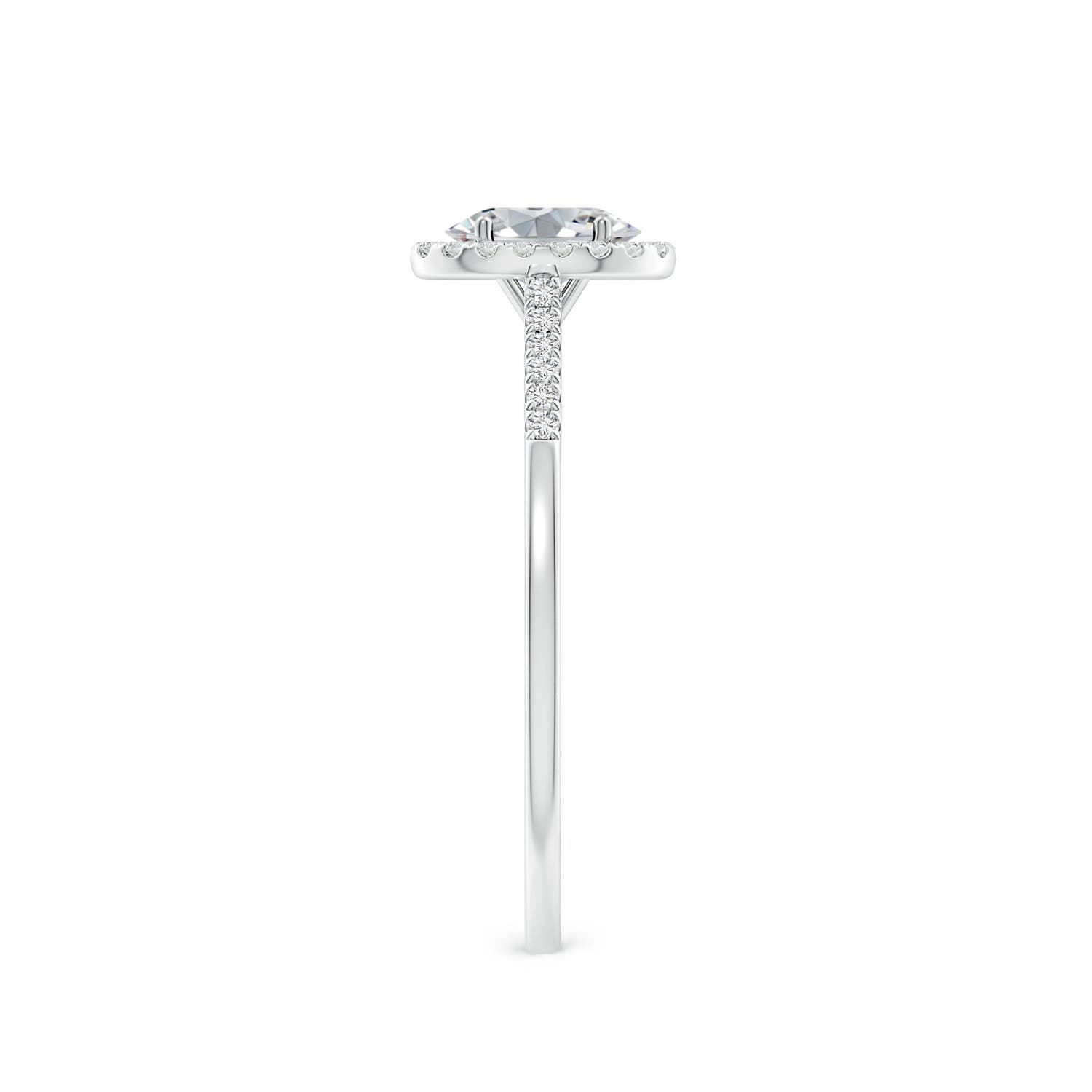 6x4mm HSI2 Oval Diamond Halo Ring with Accents in White Gold - side 3