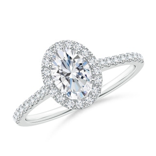 7x5mm GHVS Oval Diamond Halo Ring with Accents in P950 Platinum