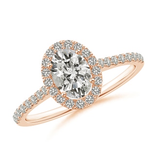 7x5mm JI2 Oval Diamond Halo Ring with Accents in 9K Rose Gold