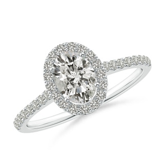 7x5mm JI2 Oval Diamond Halo Ring with Accents in P950 Platinum