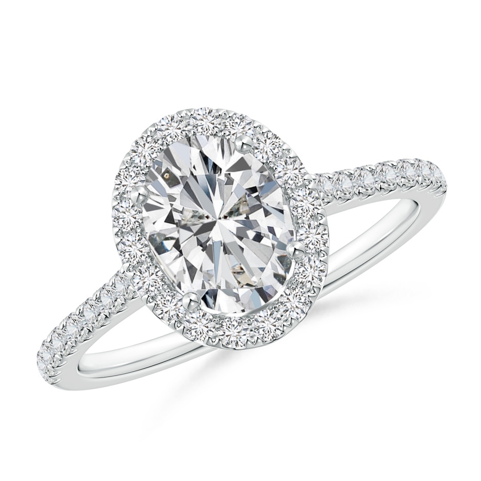 8x6mm HSI2 Oval Diamond Halo Ring with Accents in P950 Platinum 