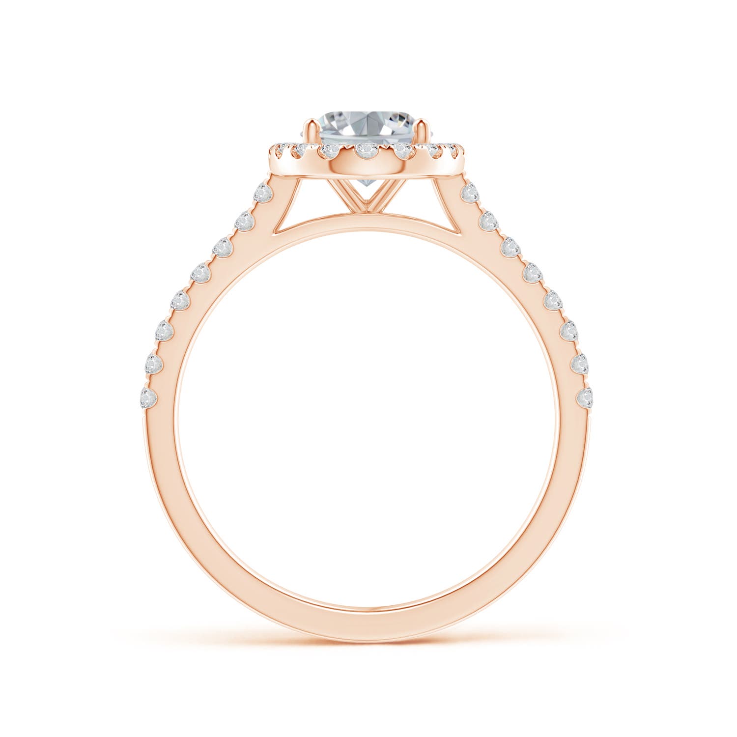 8x6mm HSI2 Oval Diamond Halo Ring with Accents in Rose Gold