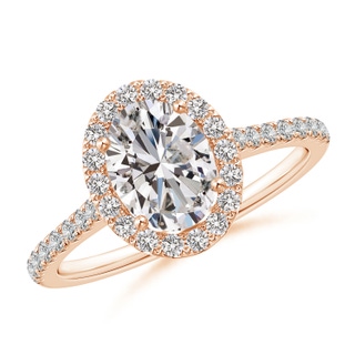 8x6mm II1 Oval Diamond Halo Ring with Accents in Rose Gold