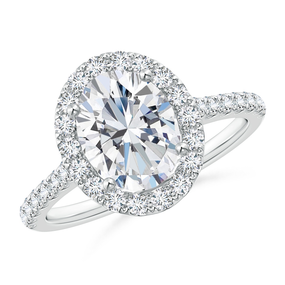 9x7mm GHVS Oval Diamond Halo Ring with Accents in P950 Platinum 