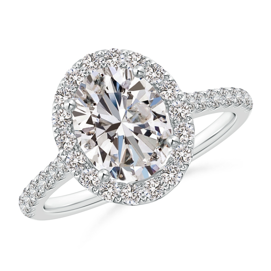 9x7mm II1 Oval Diamond Halo Ring with Accents in P950 Platinum 