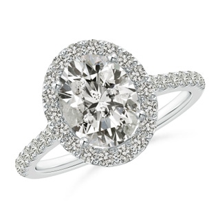 9x7mm JI2 Oval Diamond Halo Ring with Accents in P950 Platinum