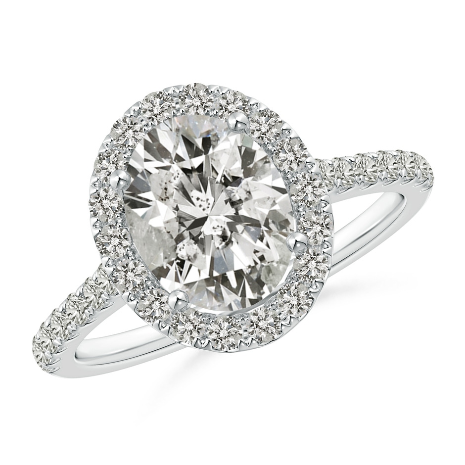 9x7mm JI2 Oval Diamond Halo Ring with Accents in P950 Platinum 