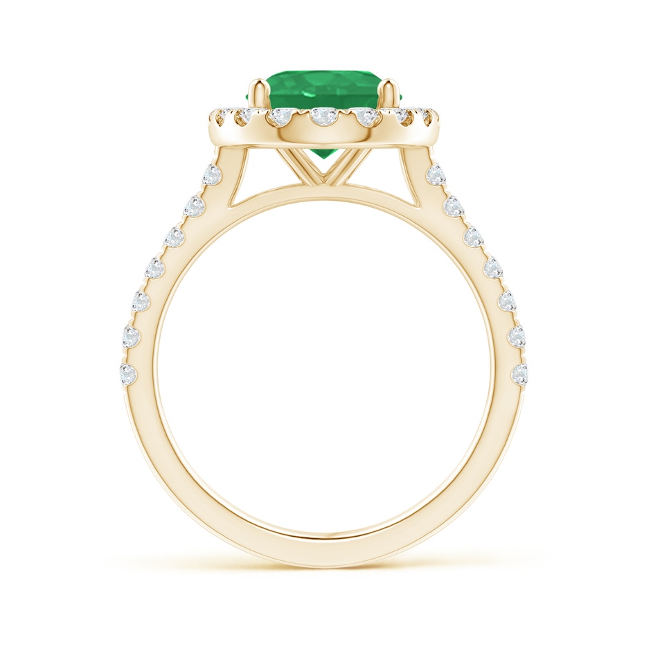 10x8mm A Oval Emerald Halo Ring with Diamond Accents in Yellow Gold side 199