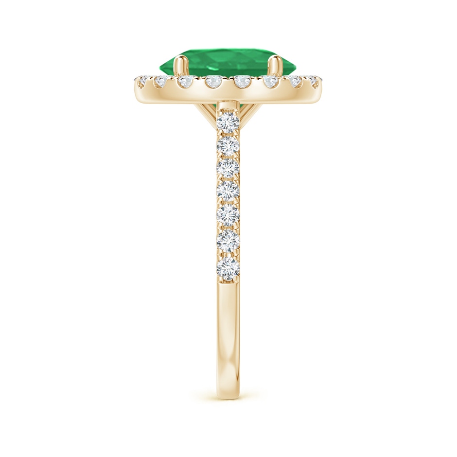 10x8mm A Oval Emerald Halo Ring with Diamond Accents in Yellow Gold side 299