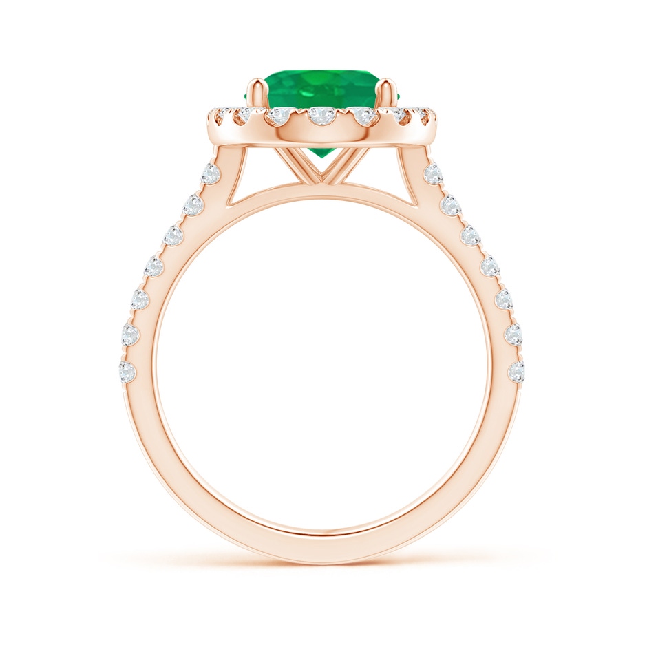 10x8mm AA Oval Emerald Halo Ring with Diamond Accents in Rose Gold side 199