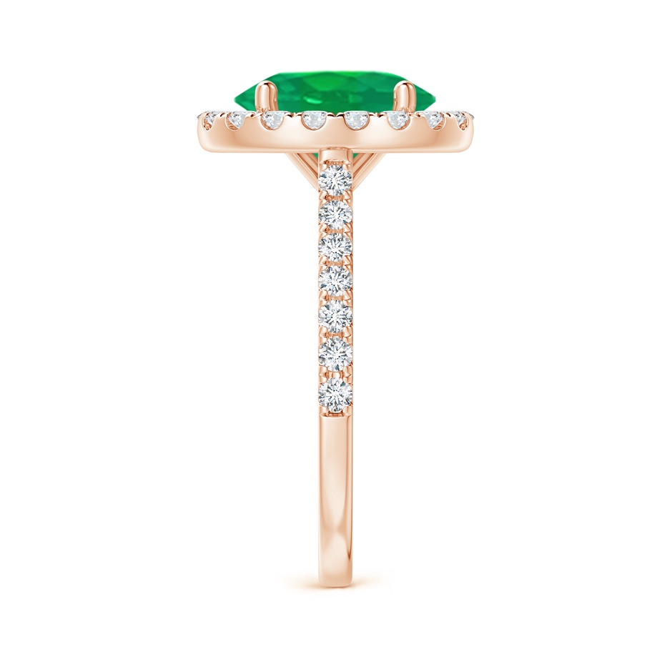 10x8mm AA Oval Emerald Halo Ring with Diamond Accents in Rose Gold side 299