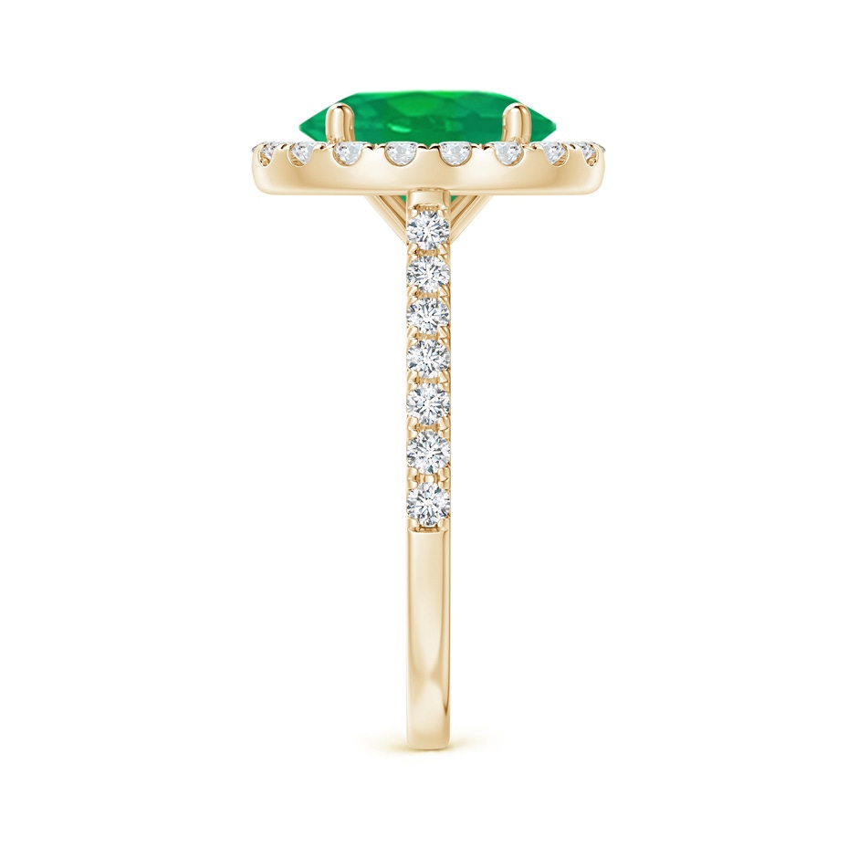 10x8mm AA Oval Emerald Halo Ring with Diamond Accents in Yellow Gold side 299