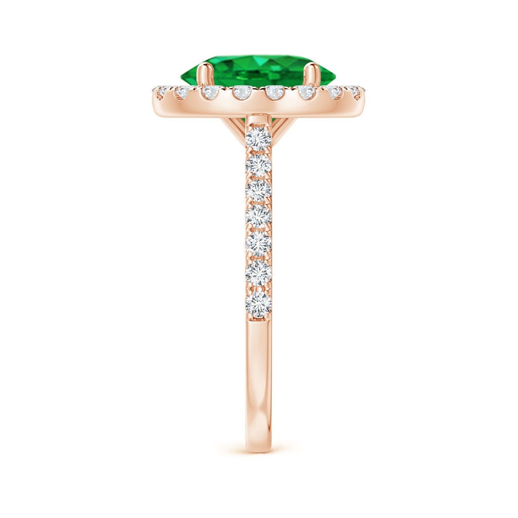 10x8mm AAA Oval Emerald Halo Ring with Diamond Accents in Rose Gold Side 299