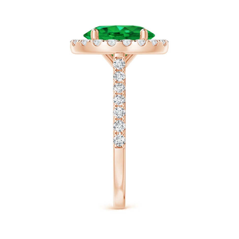 10x8mm AAA Oval Emerald Halo Ring with Diamond Accents in Rose Gold side 299