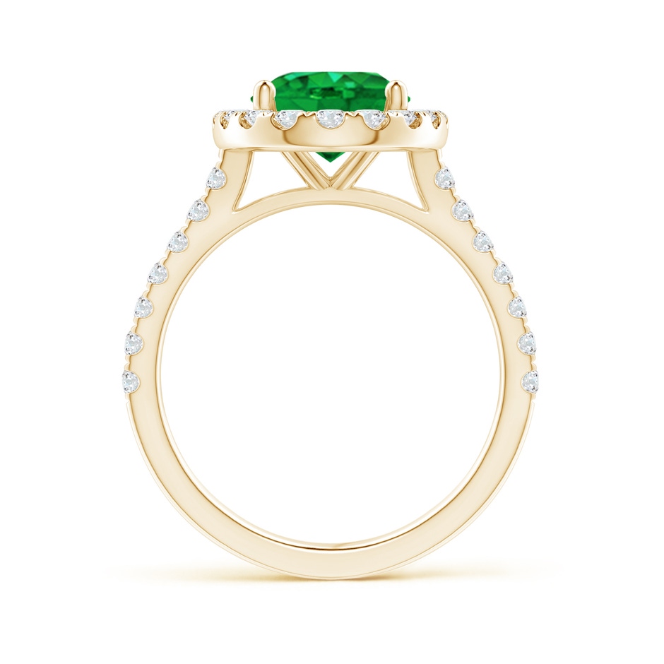 10x8mm AAA Oval Emerald Halo Ring with Diamond Accents in Yellow Gold side 199