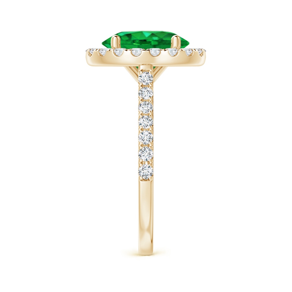 10x8mm AAA Oval Emerald Halo Ring with Diamond Accents in Yellow Gold side 299
