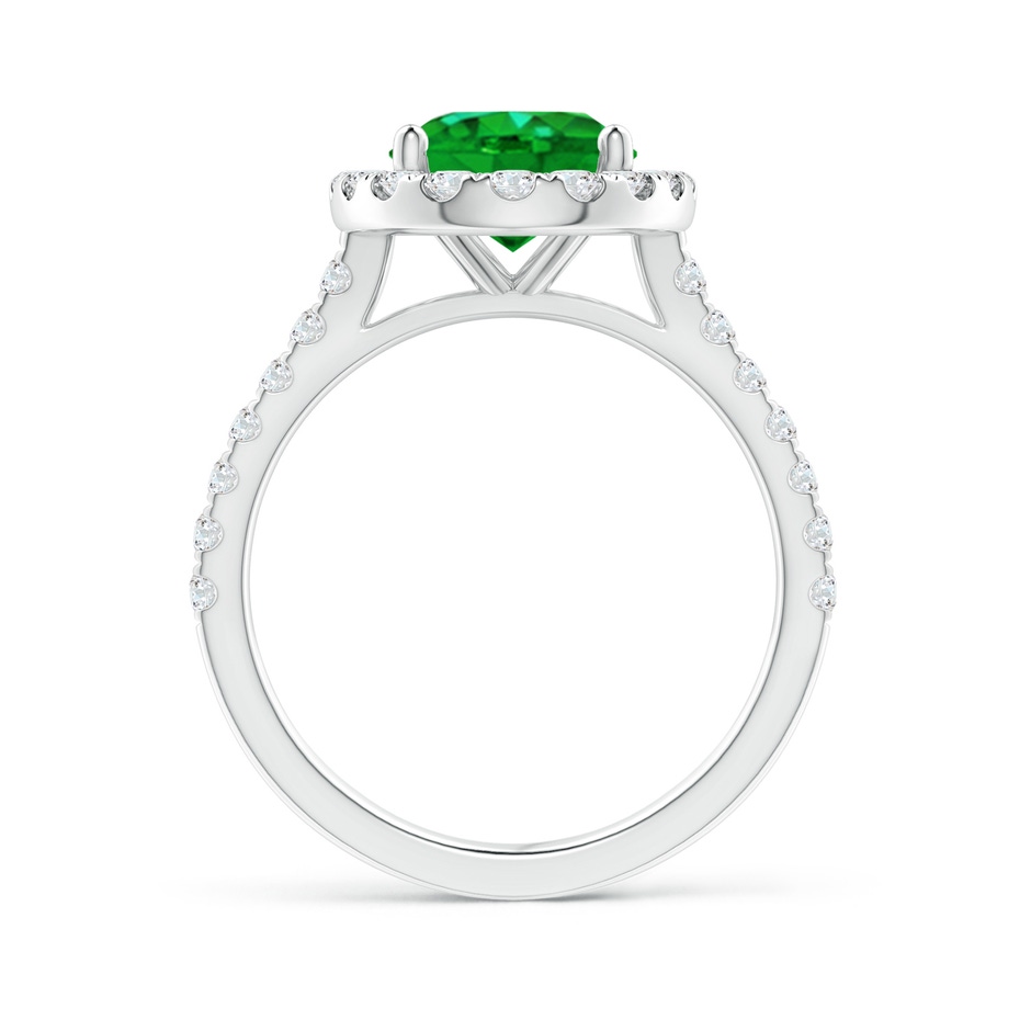 10x8mm AAAA Oval Emerald Halo Ring with Diamond Accents in P950 Platinum side 199